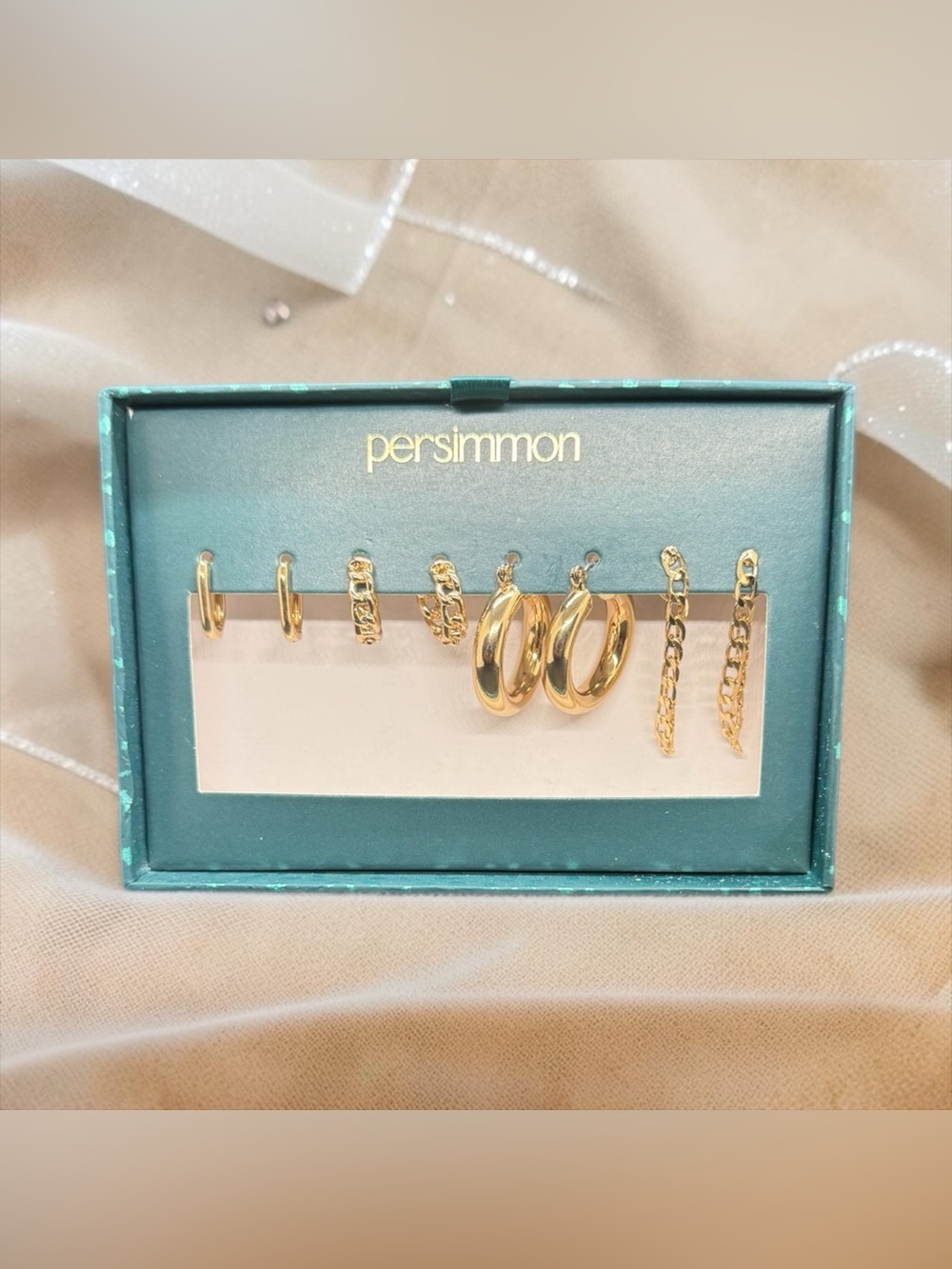 💛PERSIMMON💛Gold-Tone 4-Pair Earring Set/NIB